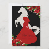 Rode rozen & zwart Mariachi Vaquera Quinceanera Kaart (Achterkant)