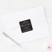 Rode rozen zwart & wit bijpassende bruiloft dank u vierkante sticker (Envelop)