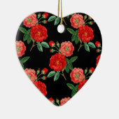 Rode Rozen, Zwarte Achtergrond, Keramisch Ornament (Rechts)
