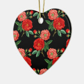 Rode Rozen, Zwarte Achtergrond, Keramisch Ornament (Links)