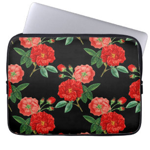 Rode Rozen, Zwarte Achtergrond, Laptop Sleeve