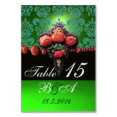 RODE ROZEN, ZWARTE BLAUWE DAMASKMONOGRAM KAART (Voorkant)