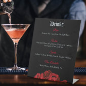 Rode Rozen Zwarte Drinken Menu Reclamebord Met Voetstuk