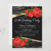 Rode Rozen Zwarte Goud Aantal Verjaardag Kaart (Voorkant)