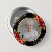 Rode Rozen Zwarte Goud Foto Ronde Button 7,6 Cm (Voorkant /achterkant)