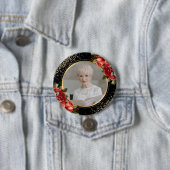 Rode Rozen Zwarte Goud Foto Ronde Button 7,6 Cm (In situ)