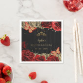  rode rozen Zwarte Goud Lace Quinceañera Servet (Insitu)