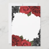 Rode Rozen & Zwarte Kant Witte Bruiloft Chic Kaart (Achterkant)