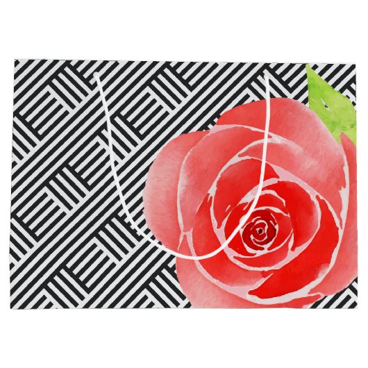 Rode rozen zwarte strepen groot cadeauzakje (Achterkant)