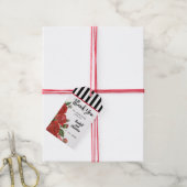 Rode rozen | Zwarte witte strepen | Derby Bedankt Cadeaulabel (Met Touw)