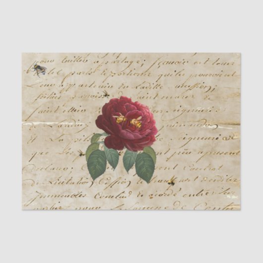 Rode rozenbijen tissuepapier (Voorkant)