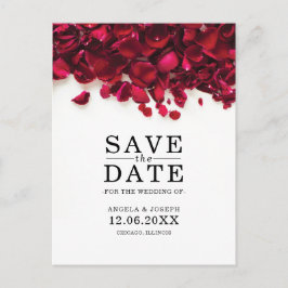 Rode rozenblaadjes bruiloft Save the Date Aankondigingskaart