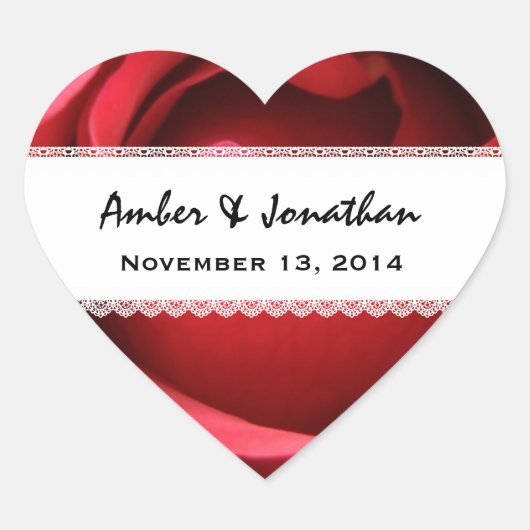 Rode rozenblaadjes en kant V06 Hart Sticker (Voorkant)