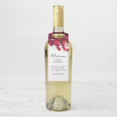 Rode rozenblaadjes gepersonaliseerde bruiloft flessenhanger (Op fles)