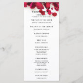 Rode rozenblaadjes huwelijksceremonie programma programmakaart (Achterkant)