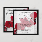 Rode rozenblaadjes in de sneeuw, de uitnodiging va (Voorkant / Achterkant)