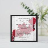 Rode rozenblaadjes in de sneeuw, de uitnodiging va (Staand voorkant)