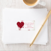 Rode rozenblaadjes liefde hart bruiloft etiket (Insitu)