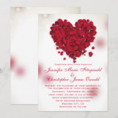 Rode rozenblaadjes liefde hart bruiloft kaart (Voorkant / Achterkant)