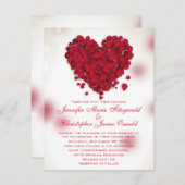 Rode rozenblaadjes liefde hart bruiloft kaart (Voorkant / Achterkant)