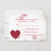 Rode rozenblaadjes liefde hart bruiloft RSVP (Achterkant)