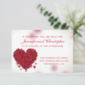 Rode rozenblaadjes Liefde Hart Trouwreceptie Informatiekaartje (Staand voorkant)