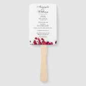 Rode rozenblaadjes Trouwceremonie Programma Handwaaier (Voorkant)