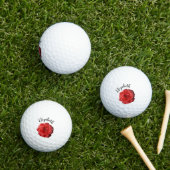  rode rozenbloem aangepaste naam dames golfballen (Insitu Gras)