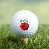  rode rozenbloem aangepaste naam dames golfballen (Insitu Shirt)