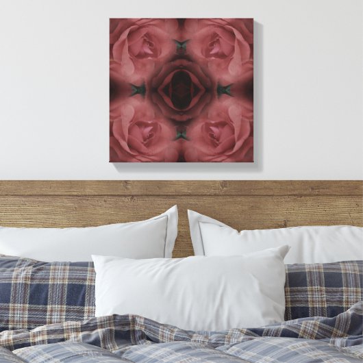 Rode rozenbloem Abstract Canvas Afdruk (Insitu (Slaapkamer))