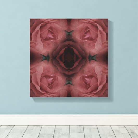 Rode rozenbloem Abstract  Canvas Afdruk (Insitu (Houten vloer))