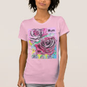 Rode Rozenbloem Aquarel Kleurrijke Hot Pink Art T-shirt (Voorkant)