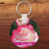 Rode Rozenbloem Bloemen Vrouwen Naam Sleutelring Sleutelhanger (Voorkant)