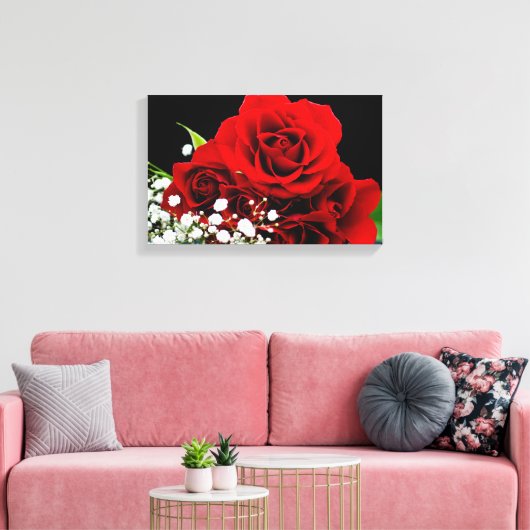 Rode rozenbloem Canvas druk (Insitu (Woonkamer))