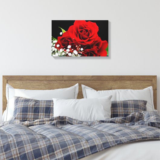 Rode rozenbloem Canvas druk (Insitu (Slaapkamer))