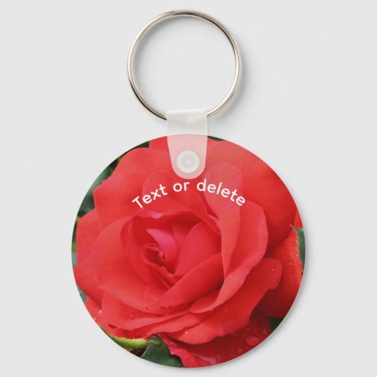 Rode rozenbloem gepersonaliseerd sleutelhanger (Voorkant)
