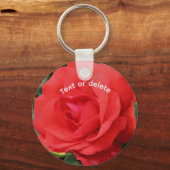 Rode rozenbloem gepersonaliseerd sleutelhanger (Voorkant)