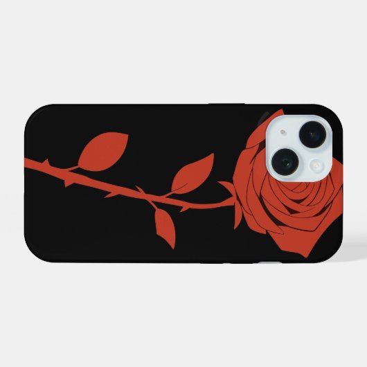 Rode rozenbloem hoesjes iPhone 15 case (Achterkant horizontaal)