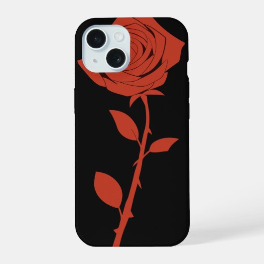 Rode rozenbloem hoesjes iPhone 15 case (Achterkant)