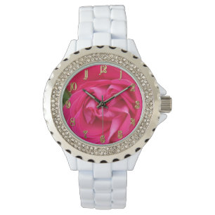 Rode rozenbloem horloge