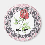 Rode rozenbloem magneet (Voorkant)