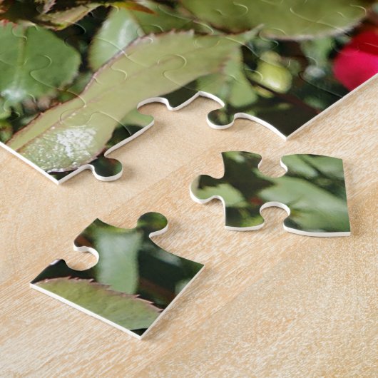 Rode rozenbloem puzzel legpuzzel (Zijkant)