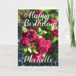 Rode rozenbloem Rozen Bloedbloem Dagelijkse Kaart<br><div class="desc">Red Rose Flower Garden bloemen Happy Birthday Kaart,  met een volledig aanpasbare naam. Ontworpen uit een van mijn originele foto's in de bloemtuin en mijn originele schrijfwerk,  geniet van!</div>