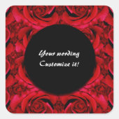 Rode rozenbloem vierkante sticker (Voorkant)