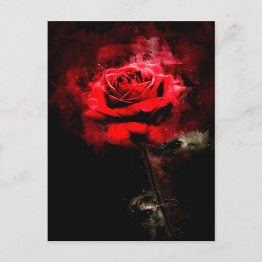 Rode rozenbloem waterverf - bb briefkaart (Voorkant)