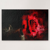 Rode rozenbloem waterverf - bb legpuzzel (Horizontaal)