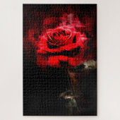 Rode rozenbloem waterverf - bb legpuzzel (Verticaal)