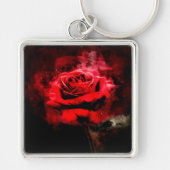 Rode rozenbloem waterverf - bb sleutelhanger (Voorkant)