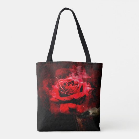 Rode rozenbloem waterverf - bb tote bag (Achterkant)