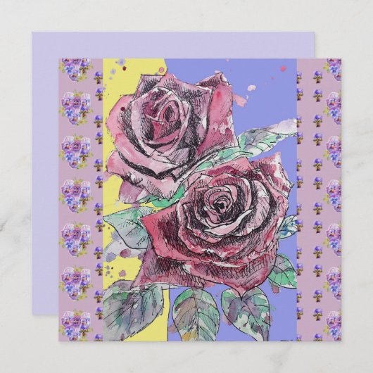 Rode rozenbloem Waterverf Bloem Verjaardag (Voorkant / Achterkant)